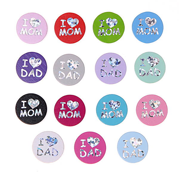 Reversible motif bead I Love MOM / DAD