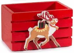 Holzkörbchen Weihnachten Rentier - rot 27 auf Lager