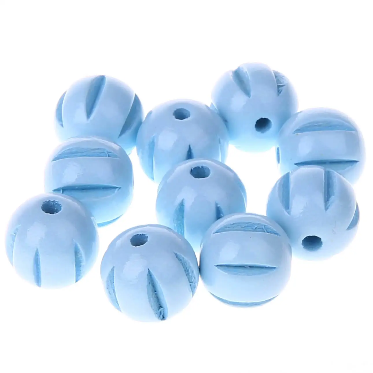 Längsrillenperlen 14mm • 10 Stück babyblau 66 auf Lager