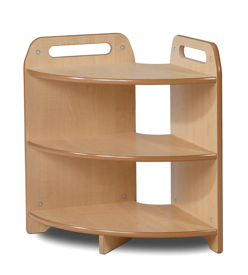 Kinderregal, Holzregal, Eckregal, 3-stufig, mittelbraun, Kinderregal, Holzregal, Eckregal, Holz, drei Ebenen
