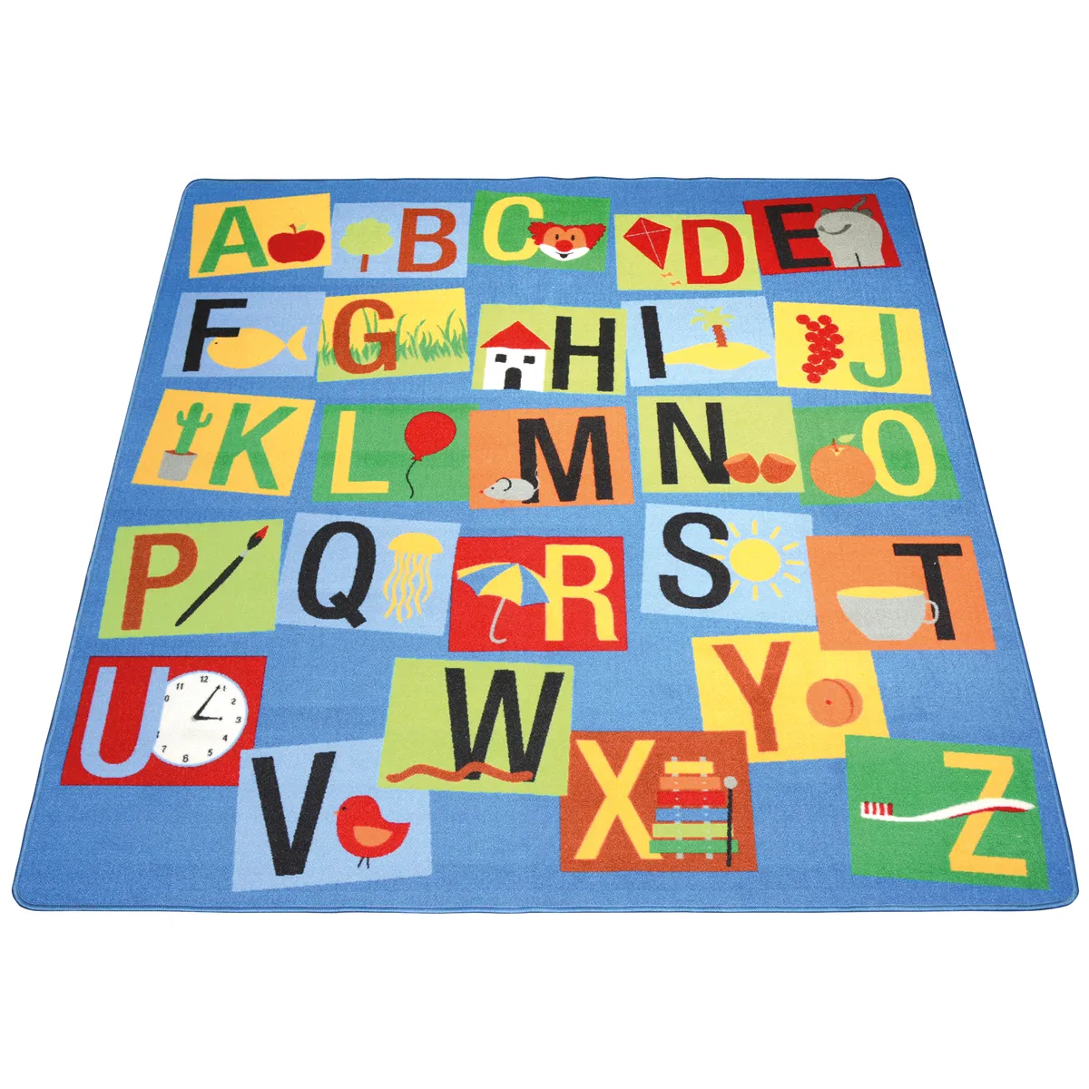 Alphabetteppich, Bildungsunterlage, Farbenfrohe Fliesen, Kinder-Spielteppich, Gemustertes Kabel, alphabet rug, kids rug, colorful mat, ABC rug, learning mat