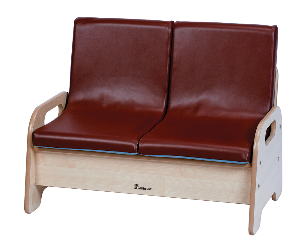 Zweisitzer, Sofa, Holzrahmen, Leder, Rotbraun, Sofa, Sitzbank, Leder, Rotbraun, Holzgestell