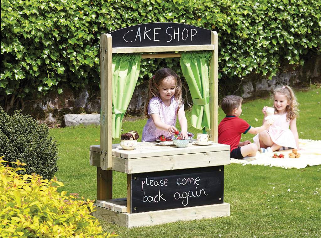 Kinder- verkaufsstand, Kuchen, Spielkiosk, Fototisch, Gartenlage, Kinderbackstube, Sandkasten, Holzspielhaus, Pavillon, Kuchen