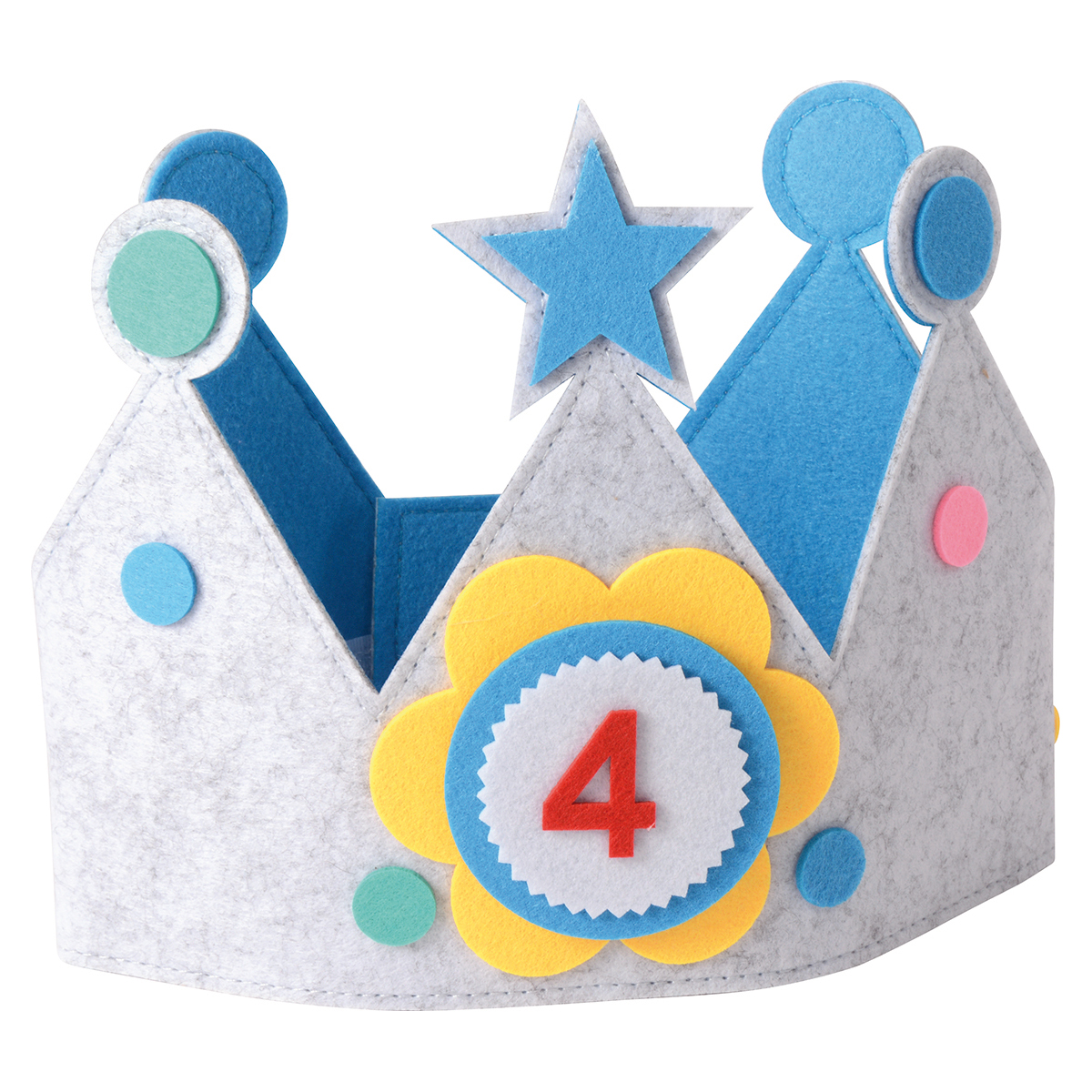Kuche Krone, Geburtstagsdeko, Kinderparty, Schaumstoff, Sterne-Blume-Design, Geburtstagsspielzeug, Geburtstagskrone, Filzdeko, Blume, Zahl4