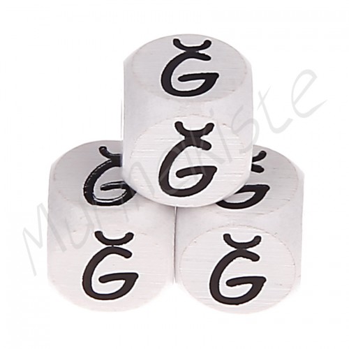 Buchstabenperlen weiß 10x10mm geprägt Ğ 614 auf Lager
