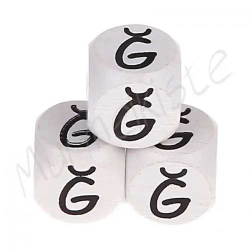 Buchstabenperlen weiß 10x10mm geprägt Ğ 614 auf Lager