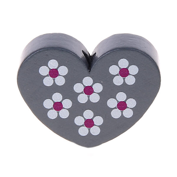Heart motif bead with flowers gray 0 in stock 