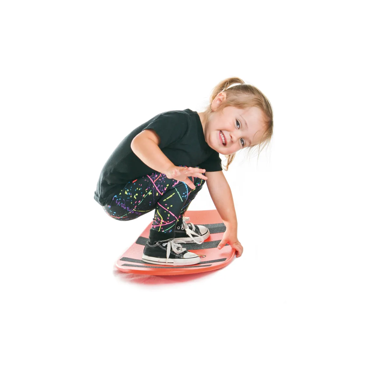 Spielzeug, Rockerboard, Kinder, Skateboard, SchwarzPink, Kinder Skateboard, Boarder, Skateboard Deck, Schwarzes Shirt, bunte Leggings