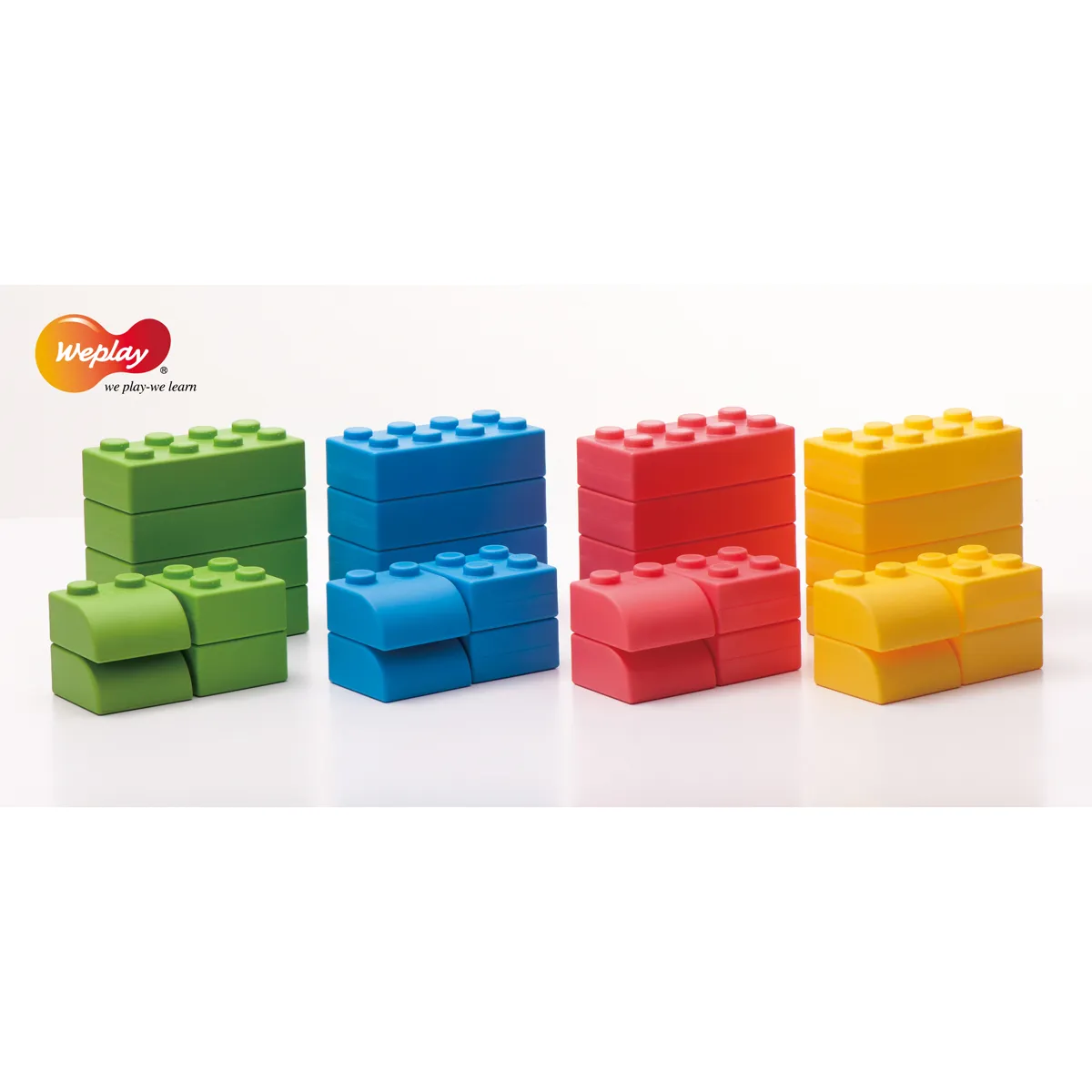Bauklötze, Kinderbausteine, Kunststoffbausteine, Grün Blau Rot Gelb, Bausteine-Set, Lego-Bausteine, Bauklötze, Bunte Blöcke, Plastikspielzeug, Stapelblöcke