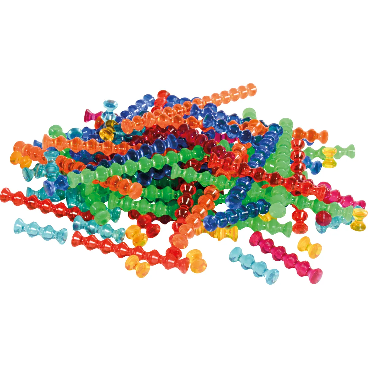 Perlenkette, Bunte Würfel, Kleinteil aus Kunststoff, Kinder-Spielzeug, Buntes Kunststoffspielzeug, Gummispiralen, Farbige Spiralen, Bunte Schraubengriffe, Bastelzubehör, Spielzeugzubehör