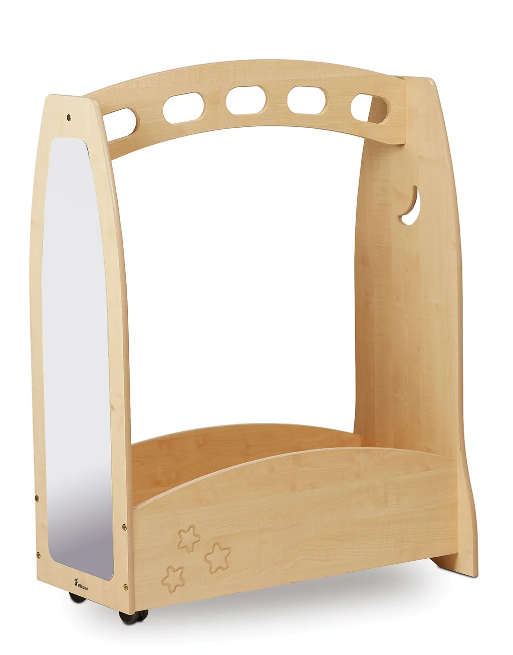 Kinderbett, Holz, Verstellbares Bett, Spiegel, Sterne Muster, Holz, Kippschaukel, Spiegel, Kinderzimmer, Laufstativ
