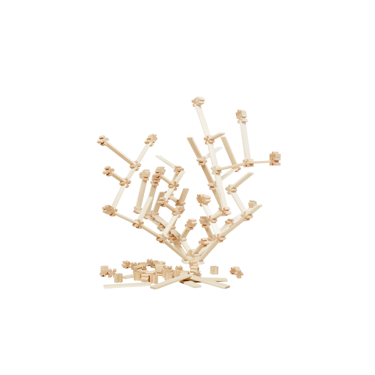 Konstruktionsspielzeug, Holzstäbchen, Bausatz, Holzklötze, Klettbausteine