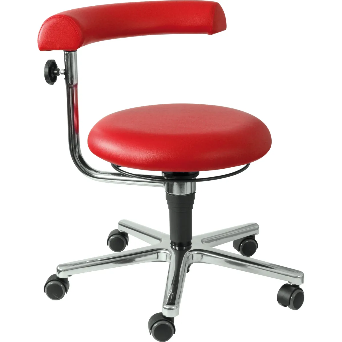 Drehstuhl, Roter Sitz, Polsterstuhl, Verstellbarer Rückenstütze, Schaumstoffpolster, Stuhl, Bürostuhl, Rot, Polster, Rollen