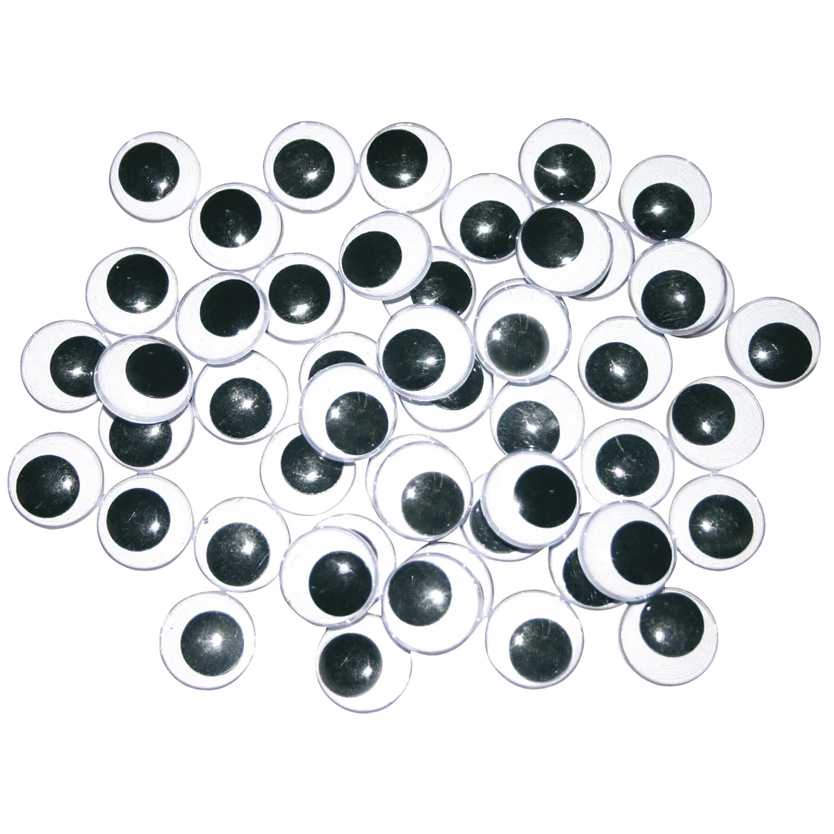 Knöpfe, Augenknöpfe, Perle, schwarzer Mittelpunkt, weißer Rand, adhesive Augen, Guckaugen, Augenperlen, Bastelbedarf, schwarze Pupillen