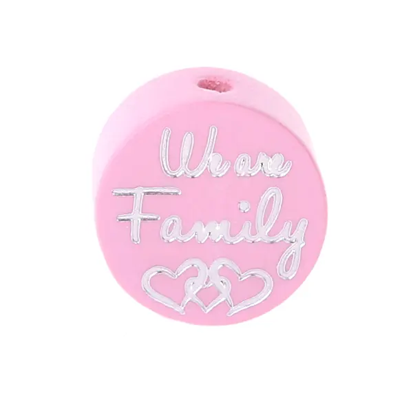 Motif bead disc "We Are Family" pink 564 in stock 