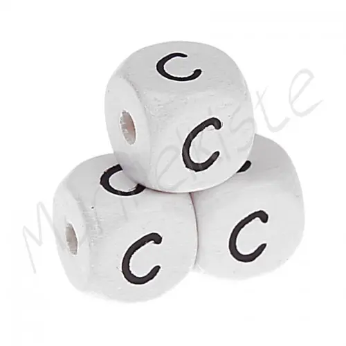 Buchstabenperlen weiß 10x10mm geprägt C 138 auf Lager