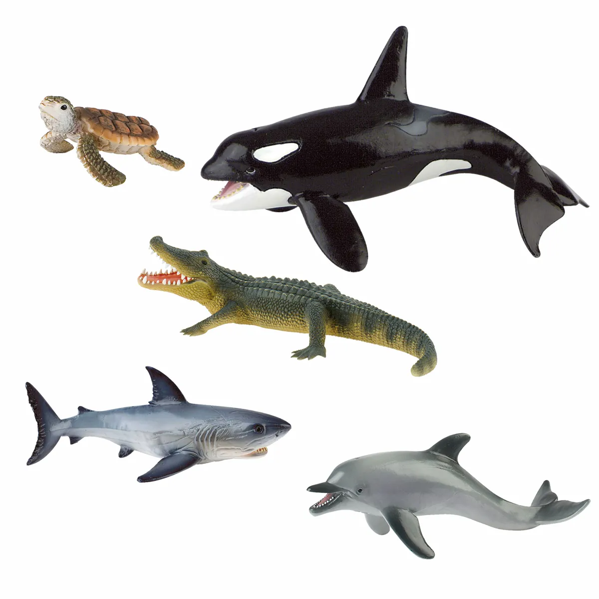Schleichfiguren, Tierfiguren, Hai, Orca, Krokodil, Tiermodell-Set, Jagdwechselnde Tiere, Kau-Spielzeug, Artenvielfalt, Wal- oder Meeresraubtiere