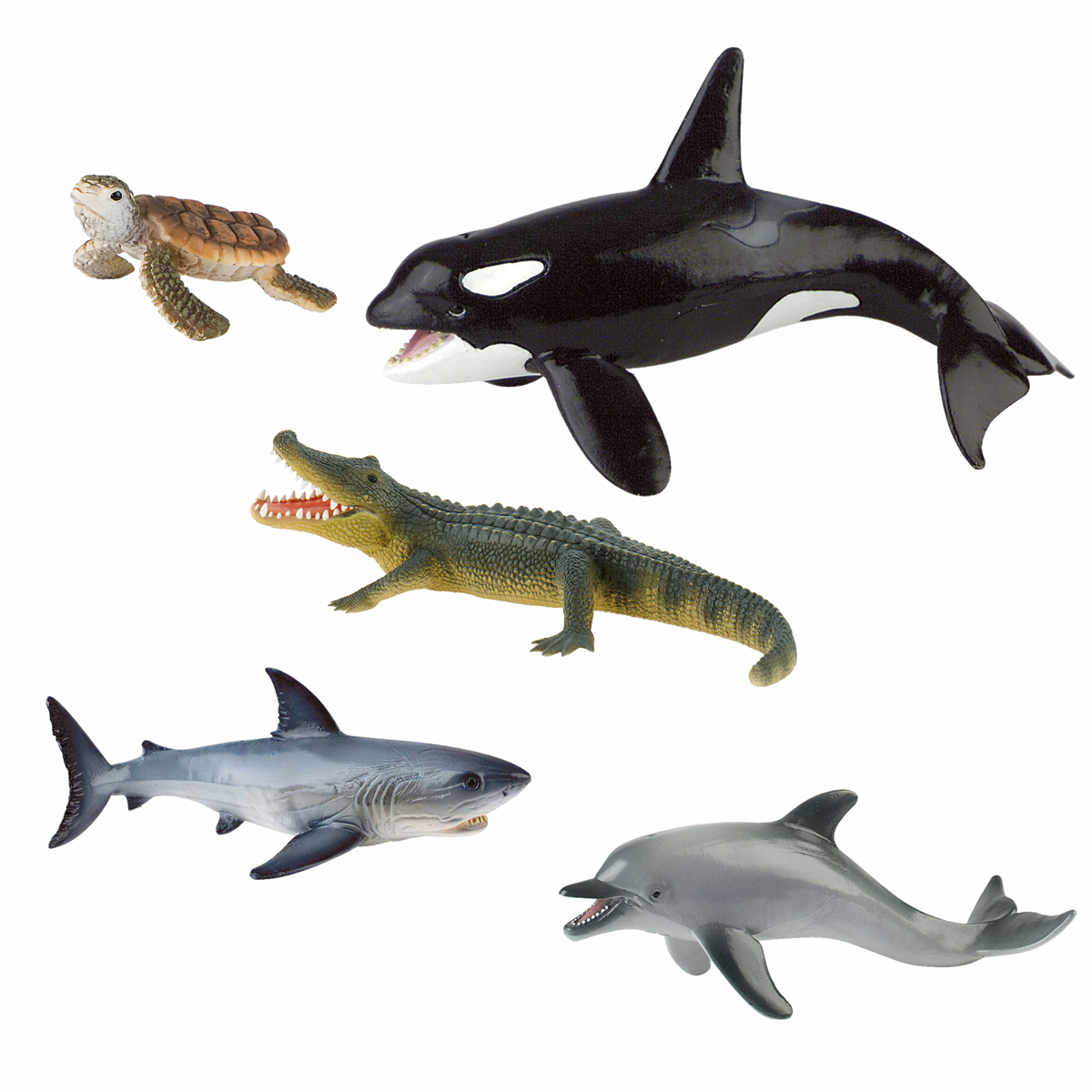 Schleichfiguren, Tierfiguren, Hai, Orca, Krokodil
