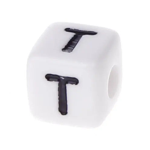 Buchstabenwürfel Kunststoff 10x10mm weiß/schwarz • 10 Stk T 170 auf Lager