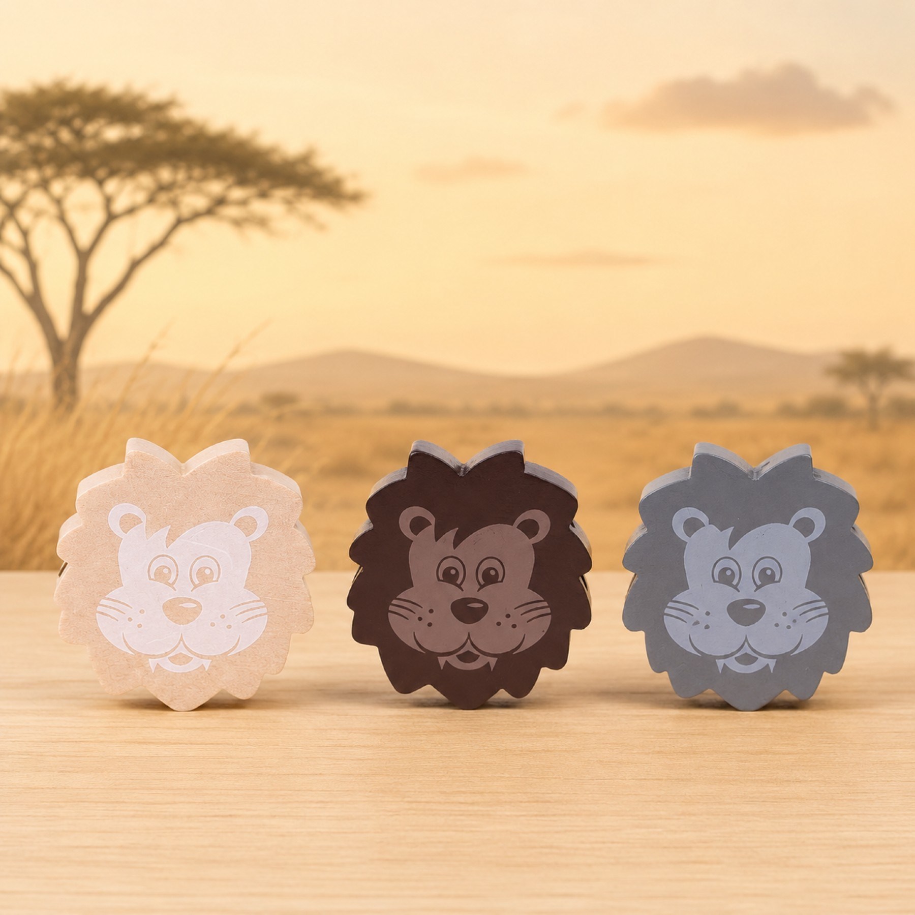Lion motif bead - vertical hole