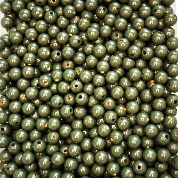Holzperlen 12mm • 25 Stück tannengrün 195 auf Lager
