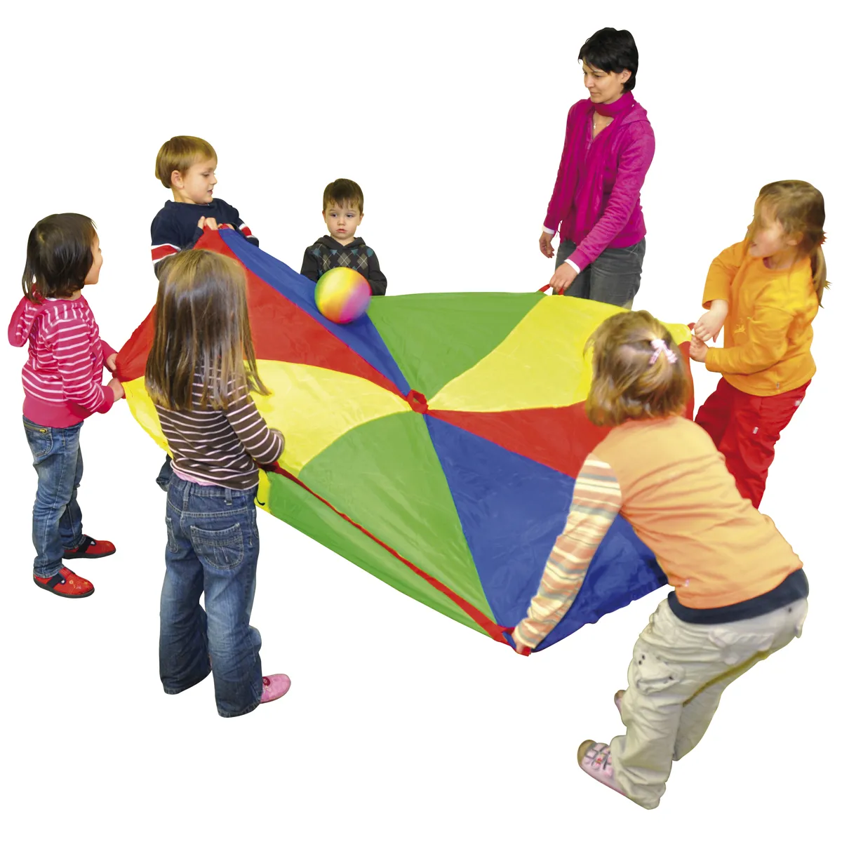 Spielzeug, Regenbogenball, Kindergruppe, Seilparcours, Kinderaktivität, Spielzeug, Spieltorb, Ball, Kinder?, Paravent?