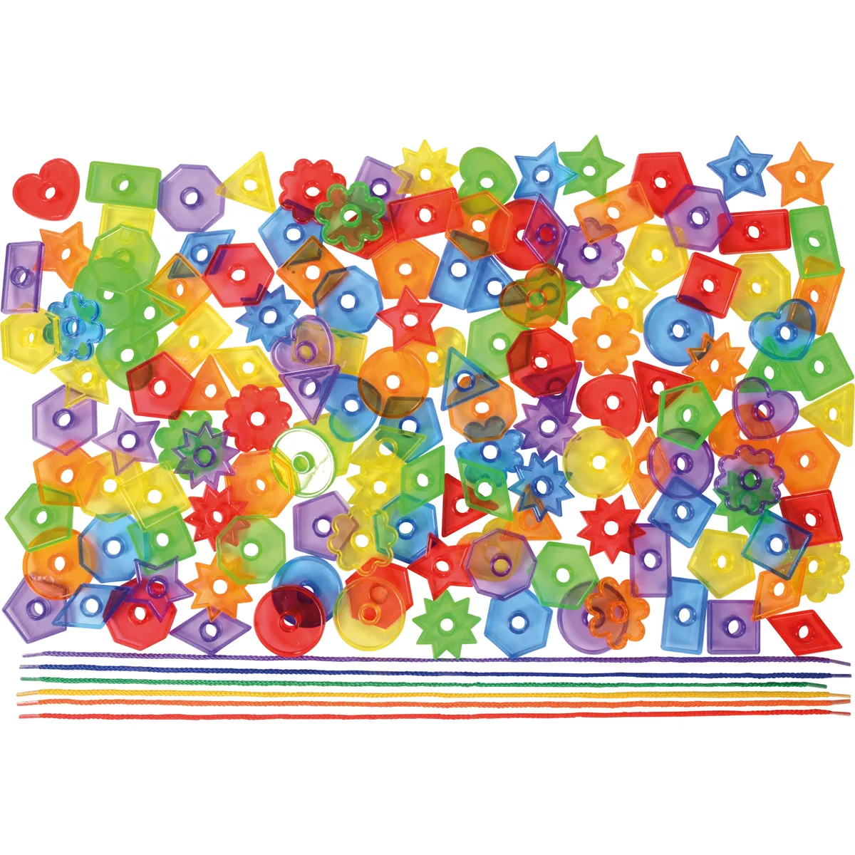 Kinderperlen, Bunt, Formenvielfalt, Kunststoff, Schmuckperlen, kette, perlen, bunte shapes, bausteine, perlenstiel