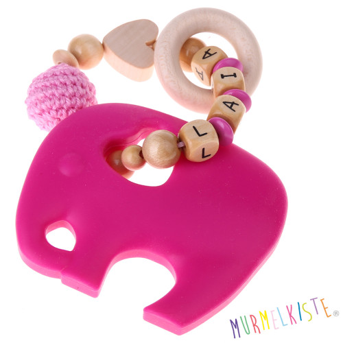 Craft set teething ring elephant dark pink