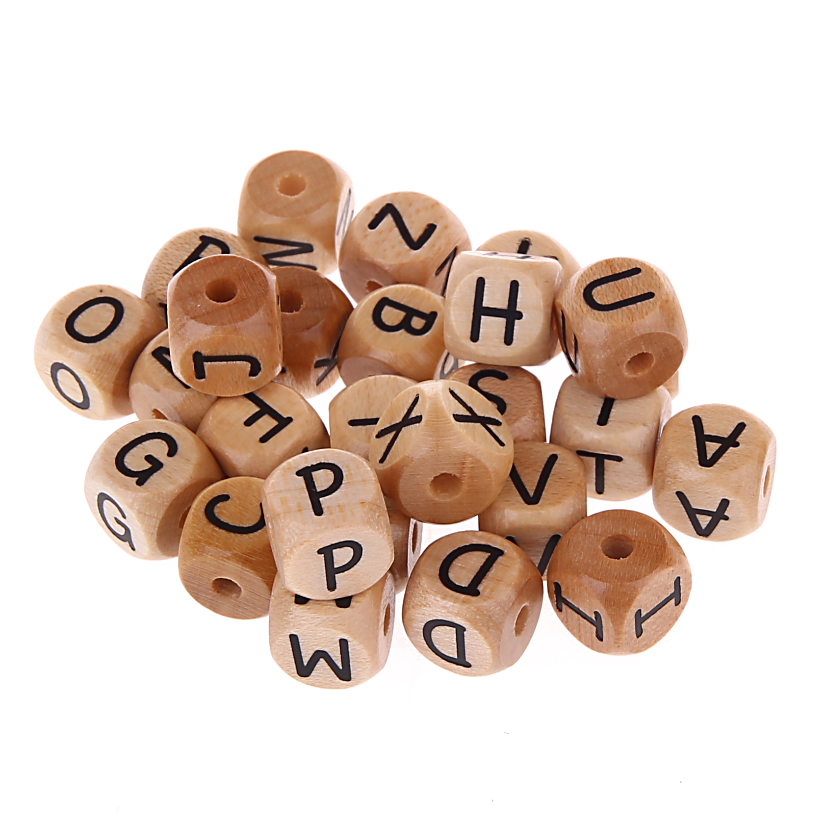 Letter beads letter cube wood embossed 10mm