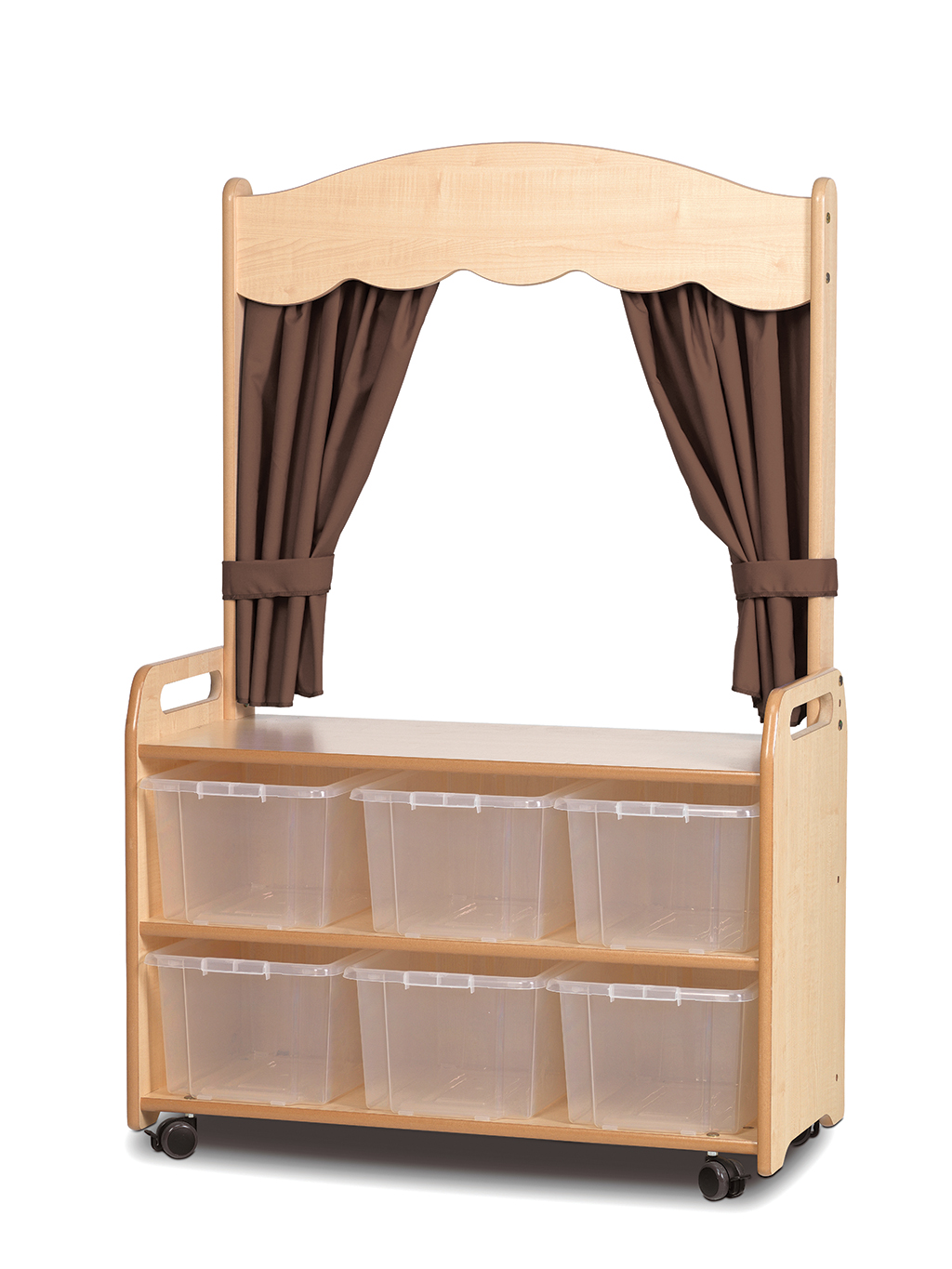 Kinderbord, Aufbewahrung, Kisten, Rollbar, Curtains, Kleiderbügel, Theaterkoje, Kisten, Holzrahmen, Rollatoren?, Kulturtheater-Puppenspielregal, Holzregal, Mit Vorhängen, Aufbewahrungsboxen, Rollregal