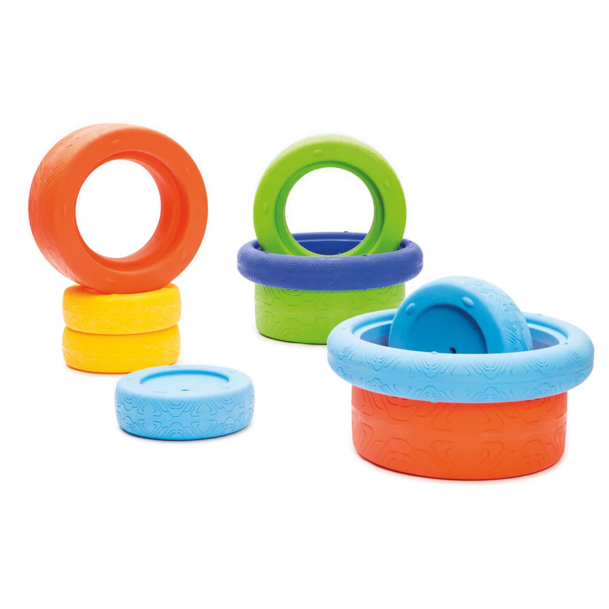 tensile Ringe, stapelbare Ringe, Spielringe, bunte Ringe, Schaumstoffringe, Reifenstapel, Reifen-Turm, Spielset, Kunststoffspielzeug, Kinderkamera