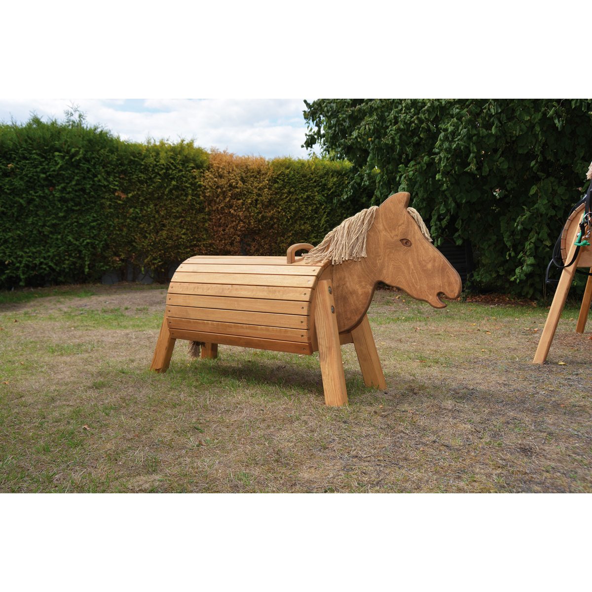 holz, spielzeug, pferd, holzkorb, outdoor