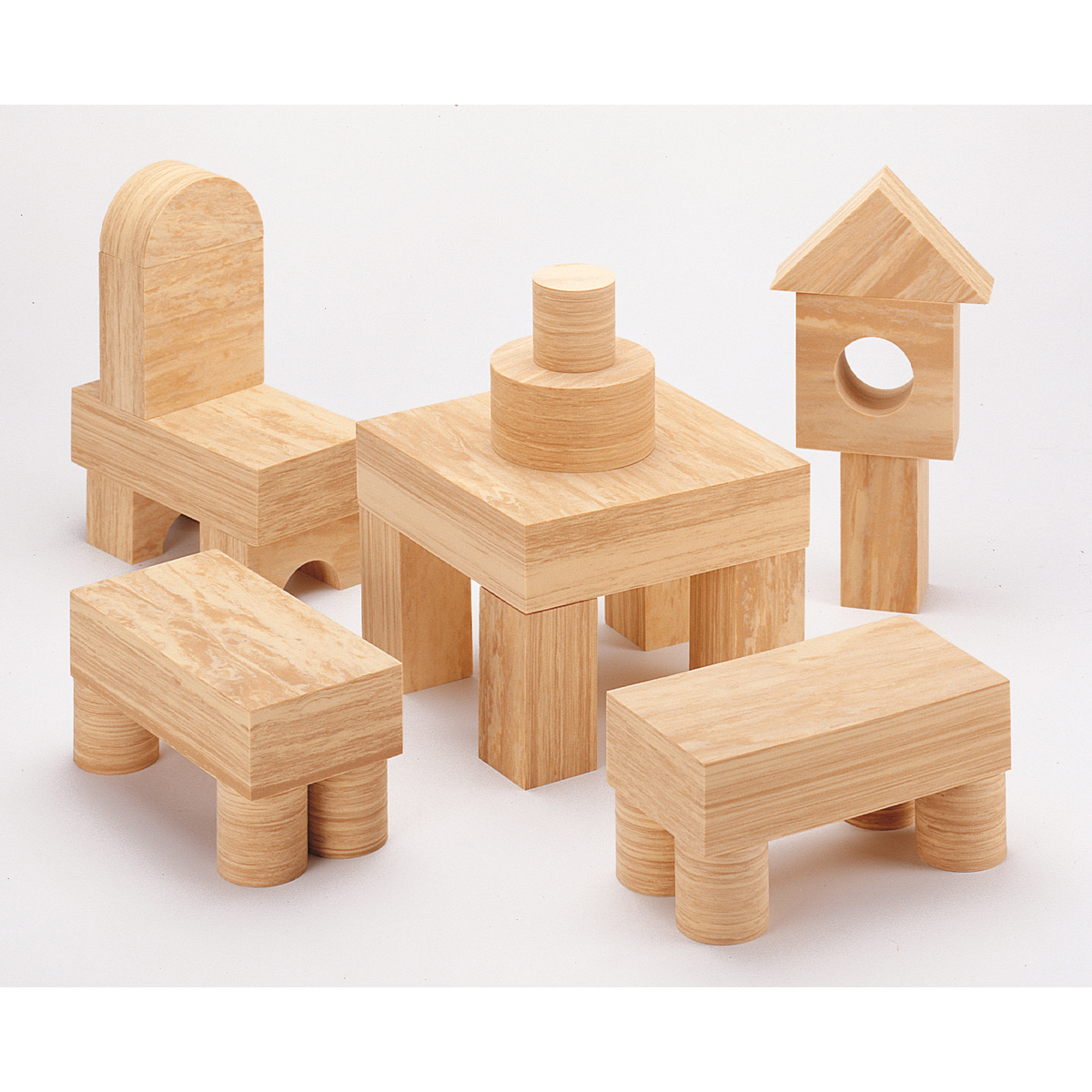 Holzspielzeug, Konstruktionsspielzeug, Naturholz, Holzbausteine, Spielzeug-Set
