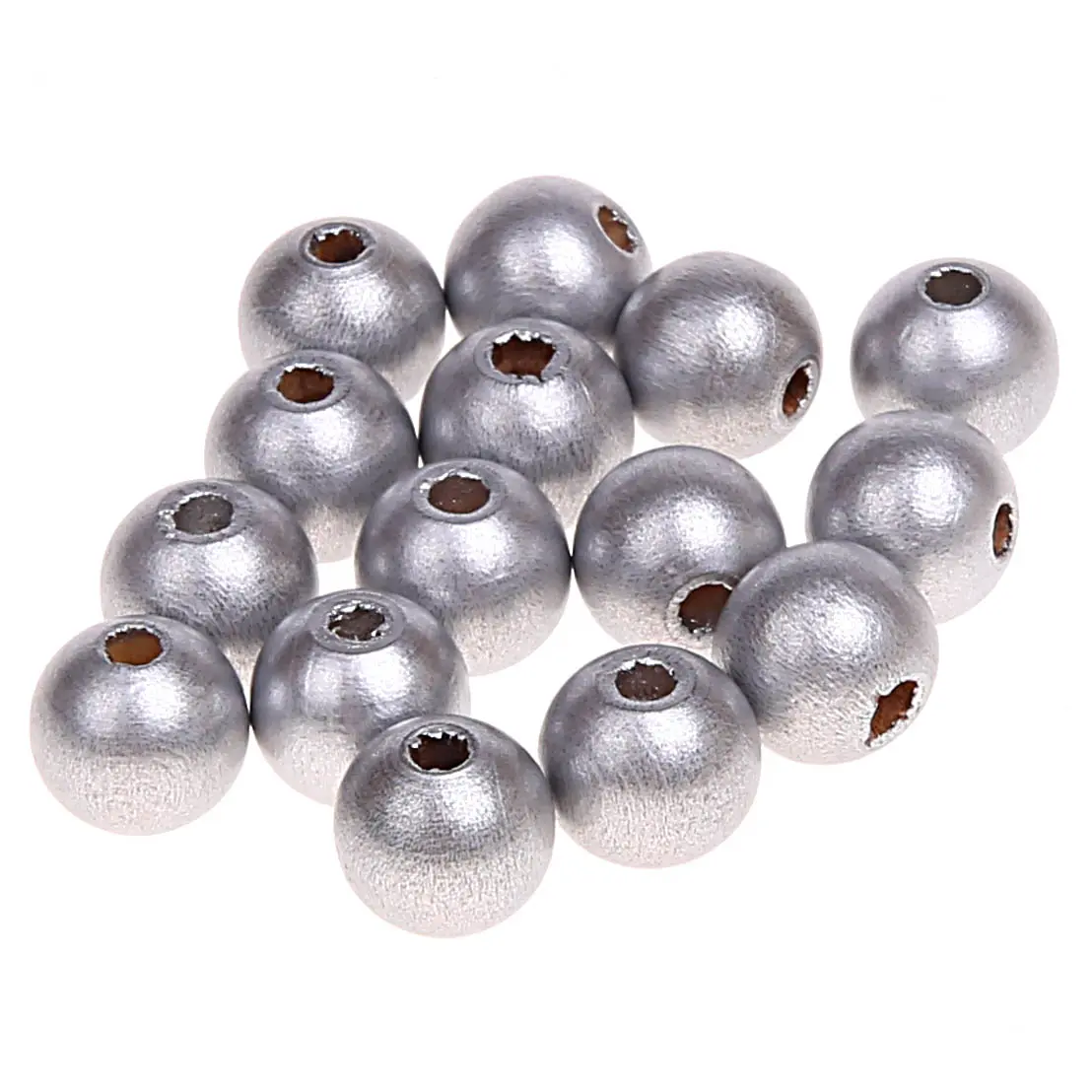 Wooden beads 10mm - 50 pieces silver 134 in stock 