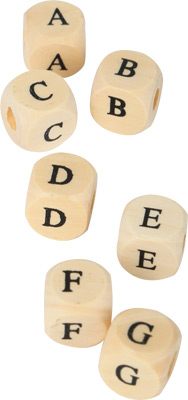  Printed wooden letter cubes 11 mm B-ware MIX 300 pieces