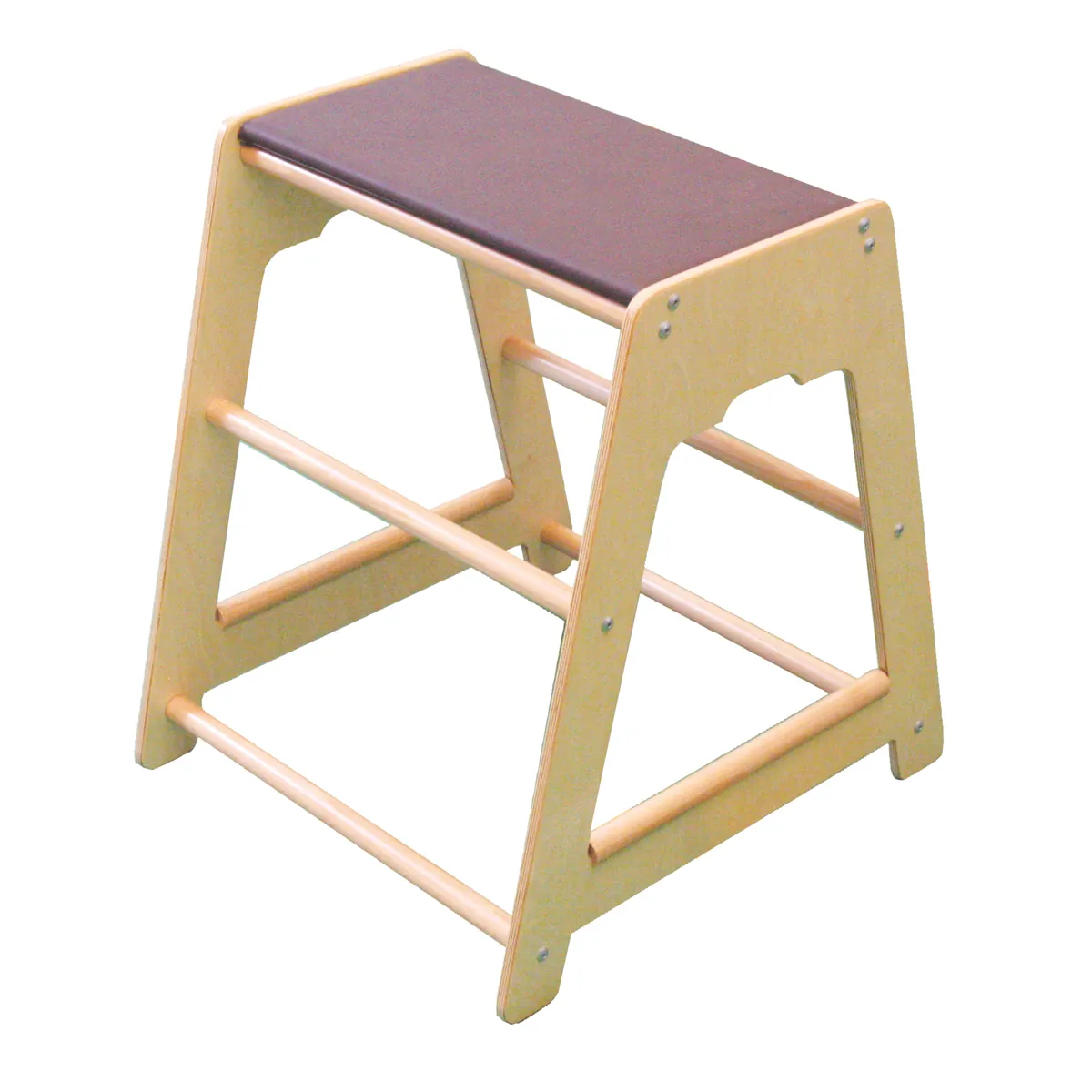 Hocker, Holz, gealtert, braun, gepolsterte Oberseite, Sitzhocker, Holz, Laminiert, Beige, Kunstleder