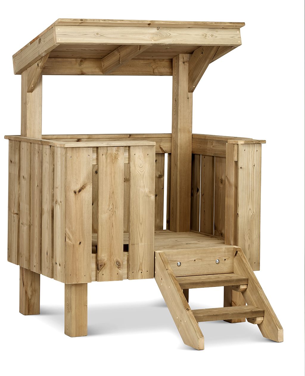 Holzspielhaus, Kinder-Holzhaus, Sandkastenhaus, Holztreppe, Dachüberbau, Holzspielhaus, Kletterturm, Kinderhaus, Holzbau, Treppenstufe