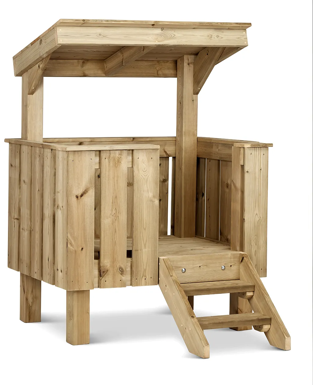 Holzspielhaus, Kinder-Holzhaus, Sandkastenhaus, Holztreppe, Dachüberbau, Holzspielhaus, Kletterturm, Kinderhaus, Holzbau, Treppenstufe