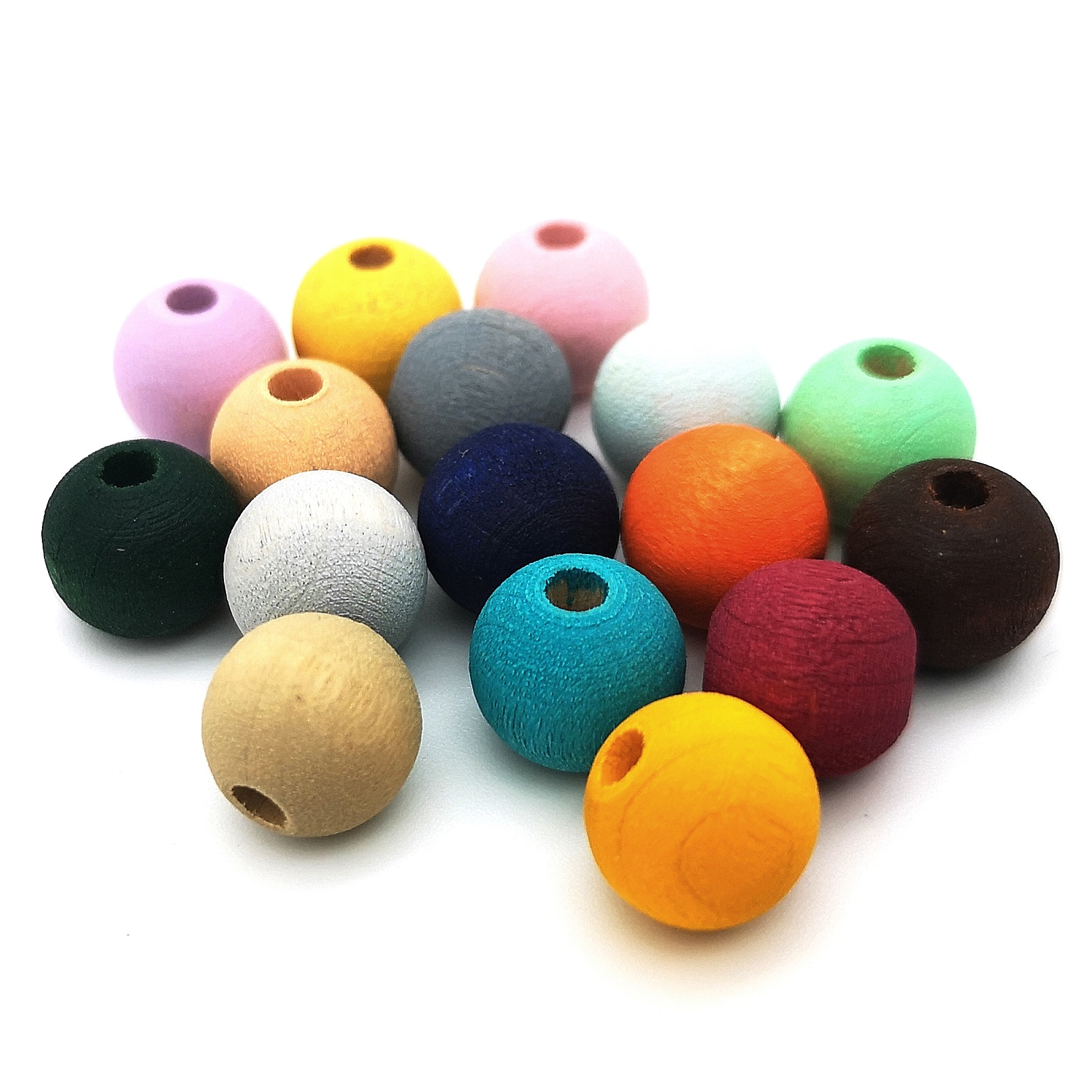 Watercolors wooden beads 10mm - 50 pieces