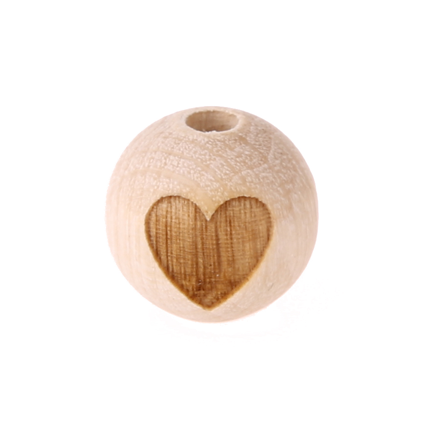 Wooden bead heart 15mm