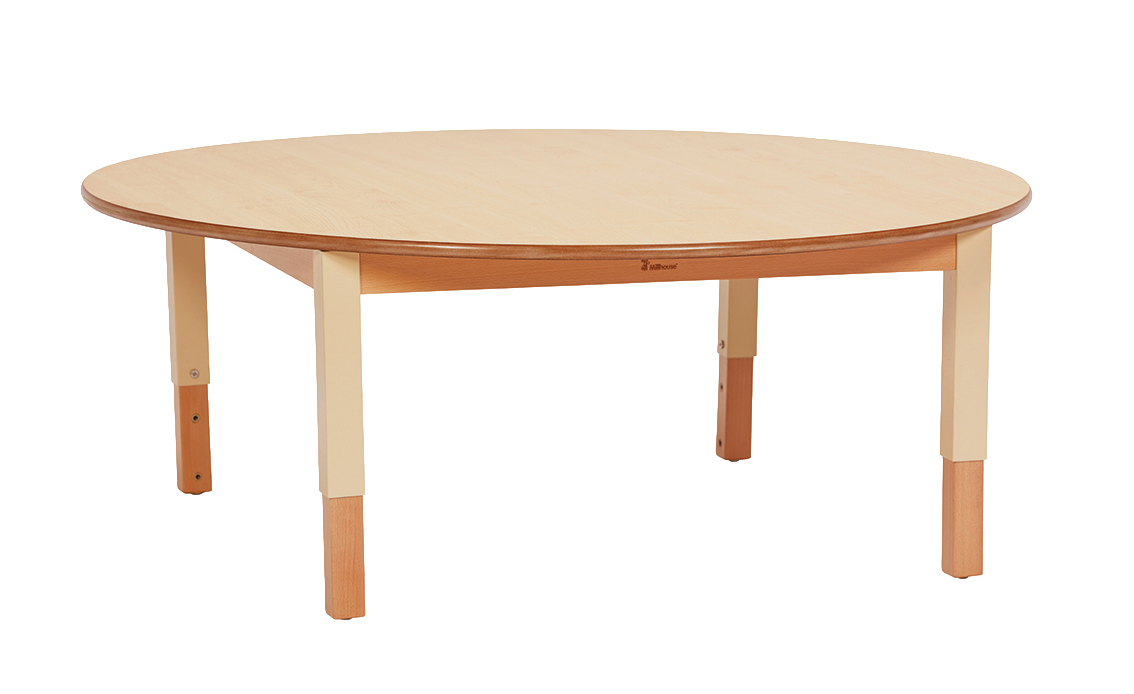 runder tisch, holz tisch, kinder tisch, runder kante, beine tisch, esstisch, rund, Holztisch, Tischplatte hell, Holzbeine