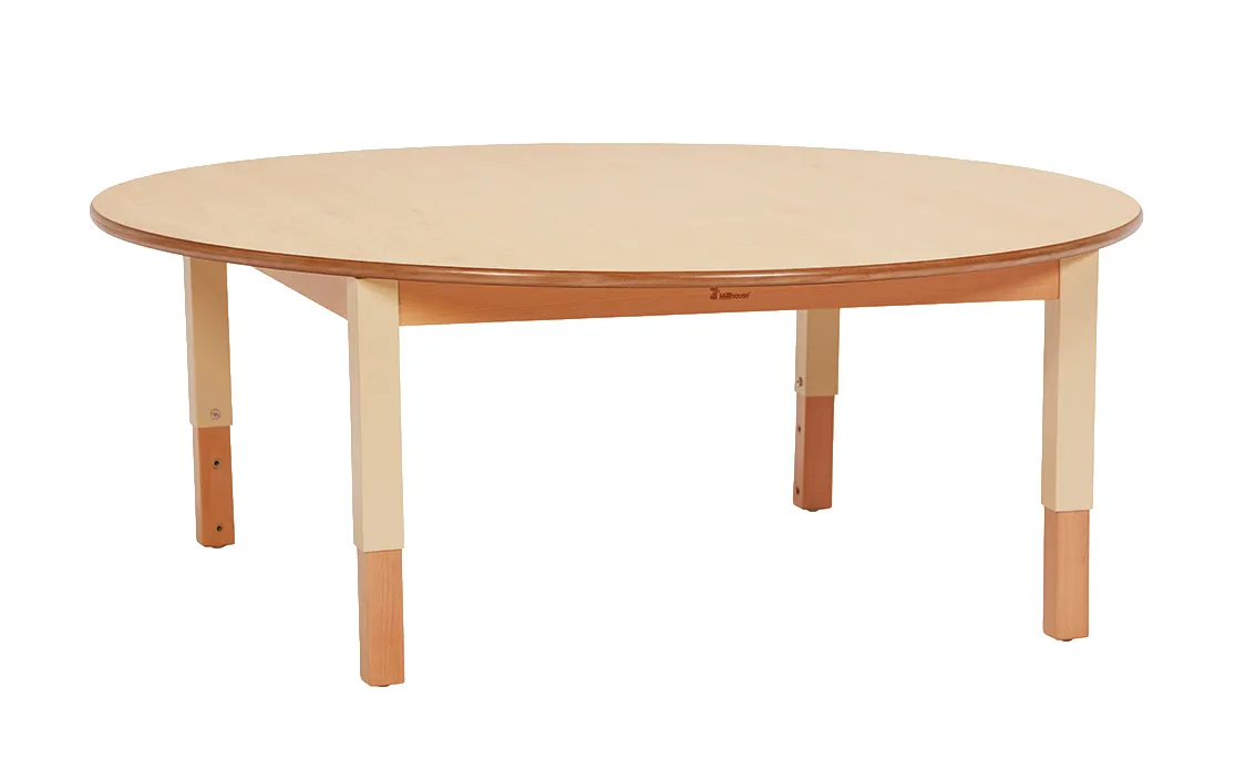 runder tisch, holz tisch, kinder tisch, runder kante, beine tisch, esstisch, rund, Holztisch, Tischplatte hell, Holzbeine