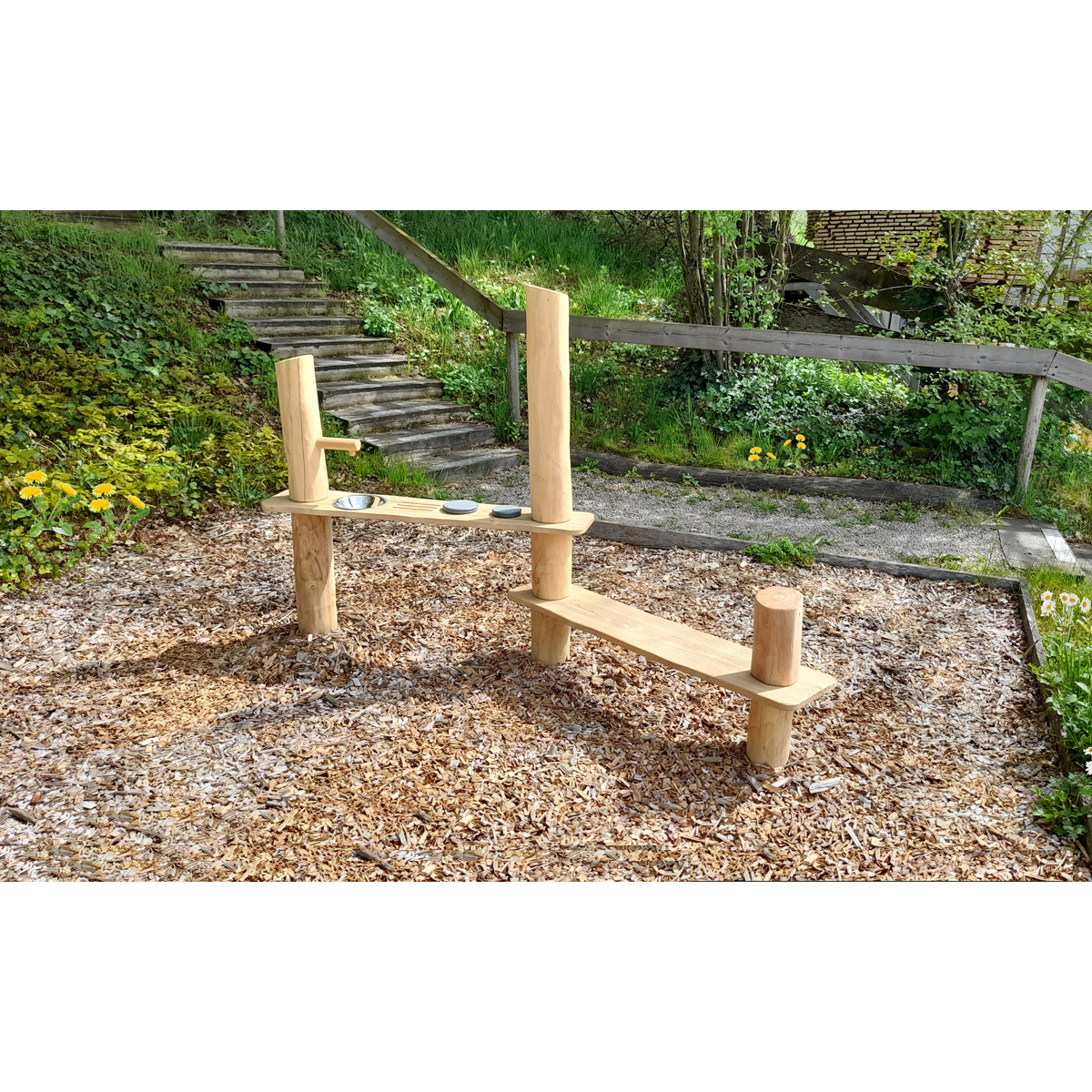 Holzspielzeug, Wipp-Station, Seilbahn, Outdoor Spielgerät, Holzbar