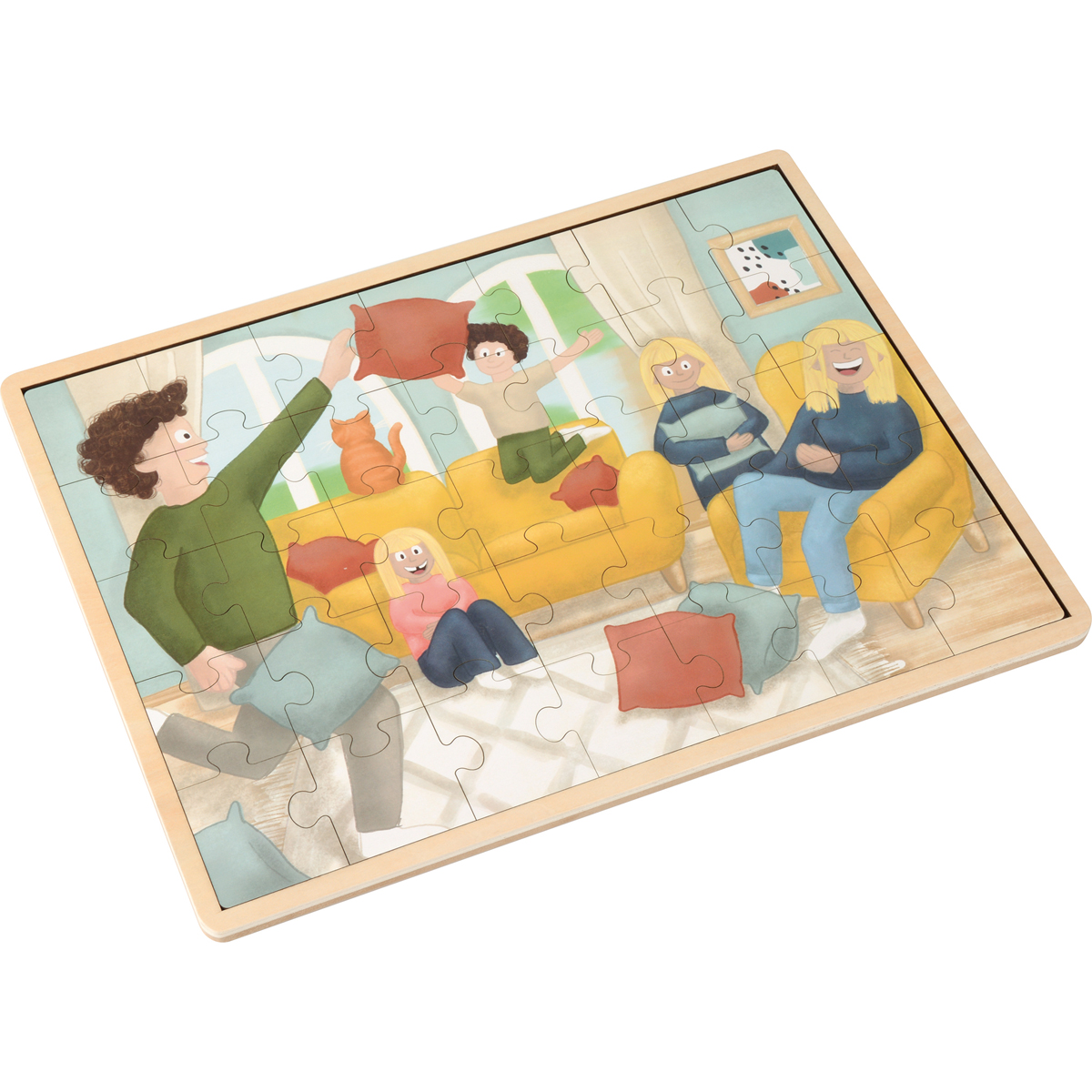 Puzzle, Jigsaw, Wohnzimmer, Familie, Puzzlespiel