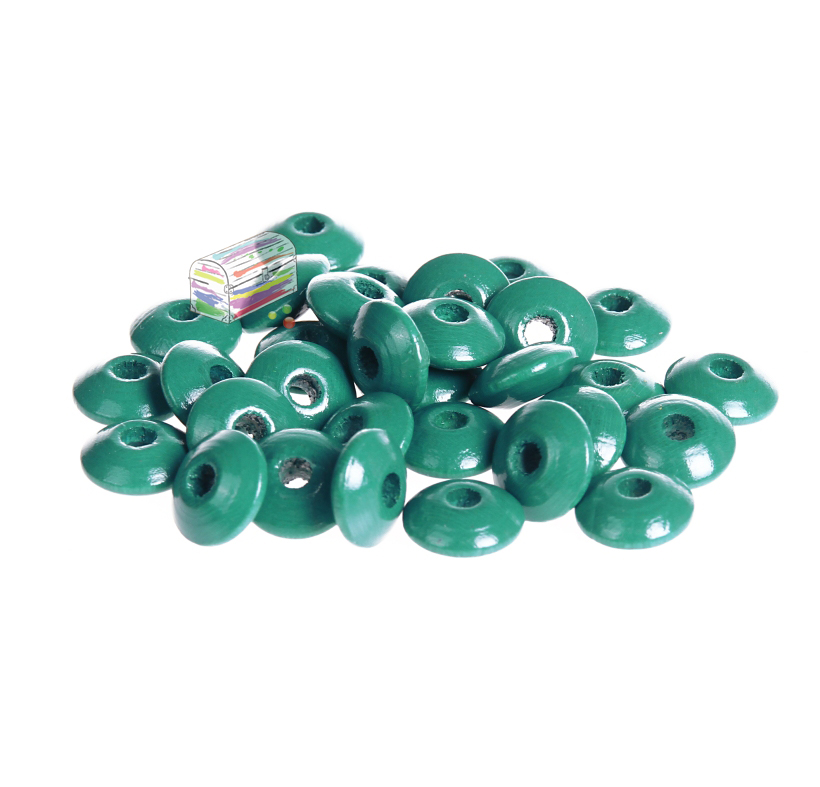 Wooden lenses 10mm - 50 pieces turquoise 151 in stock 
