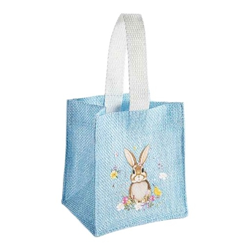 Bunte Tasche mit Hasen-Motiv in Jute-Look light blue 13 in stock 