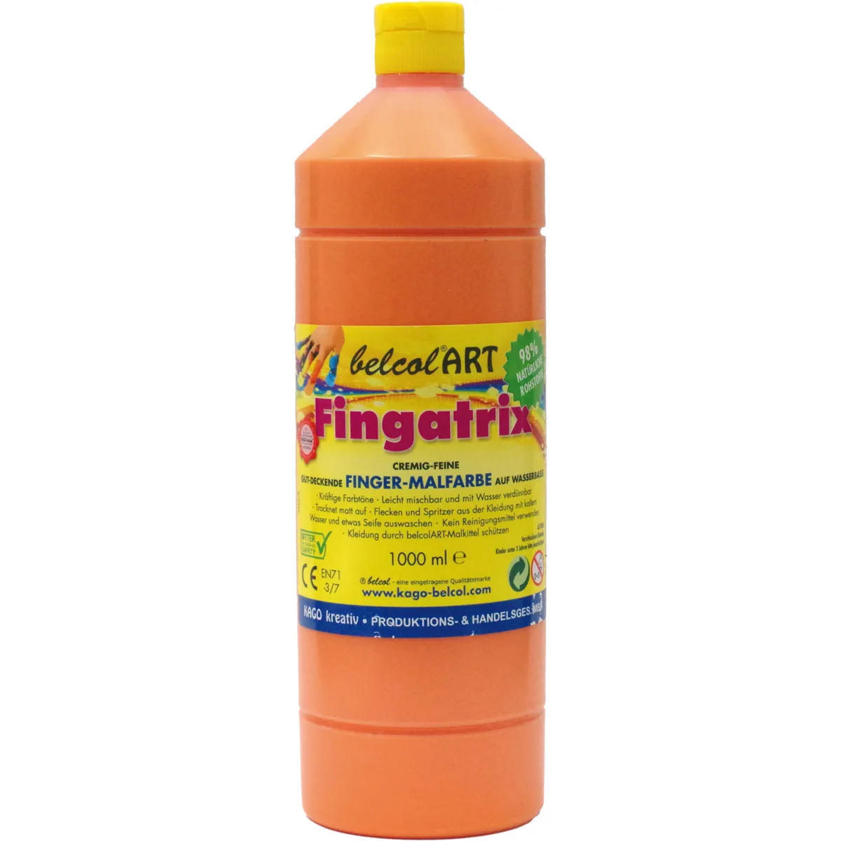 orange, farbe, farbe, fingerfarbe, flasche, Fingerfarbe, Orangene Farbe, Kunstbedarf, 1800 ml, Belcolor ART