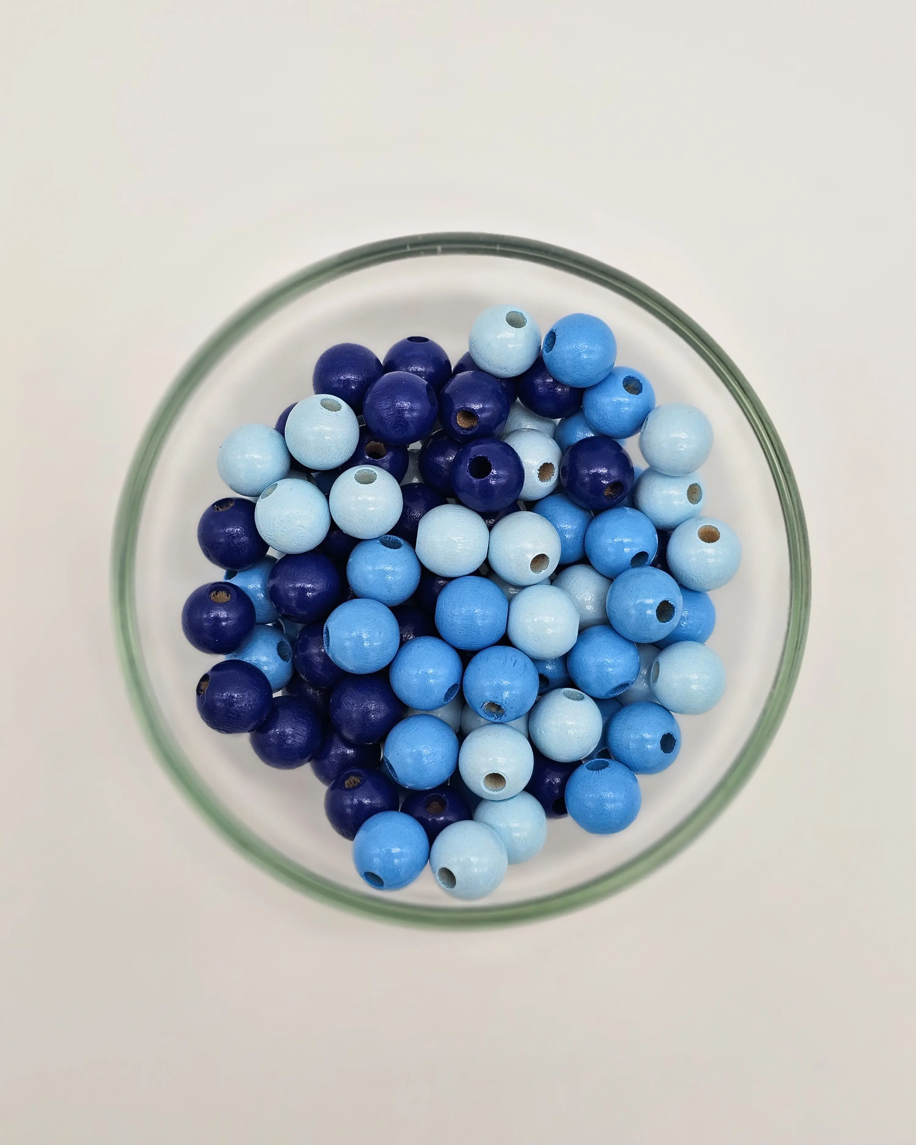 Holzperlen-Mix 10mm • 50 Stück Blau-Mix 7 auf Lager