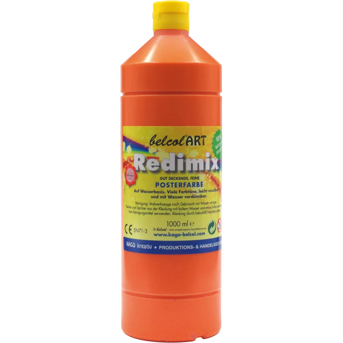 Posterfarbe, Rot, Flasche, Kunstfarben, 300ml, Posterfarbe, Orange, Flüssig, Kunststoffflasche, Redimix