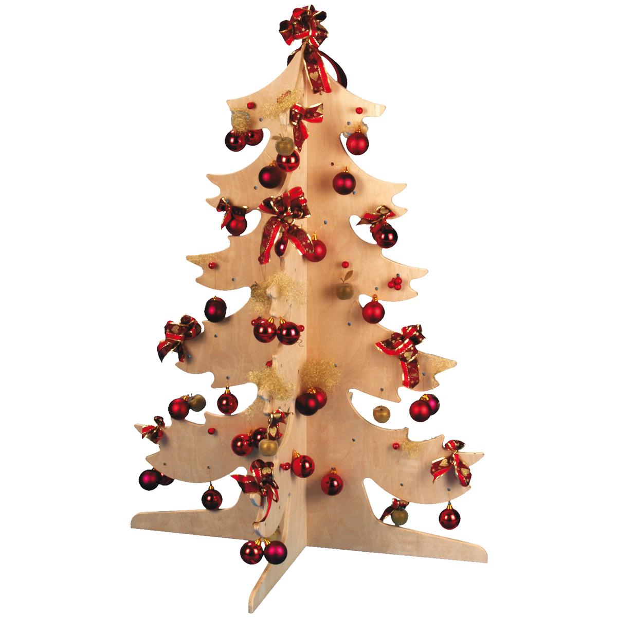 Holz-Weihnachtsbaum, Holzdeko, Weihnachtsbaum, Baumständer, Kugeln